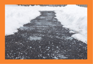 salt on asphalt driveway